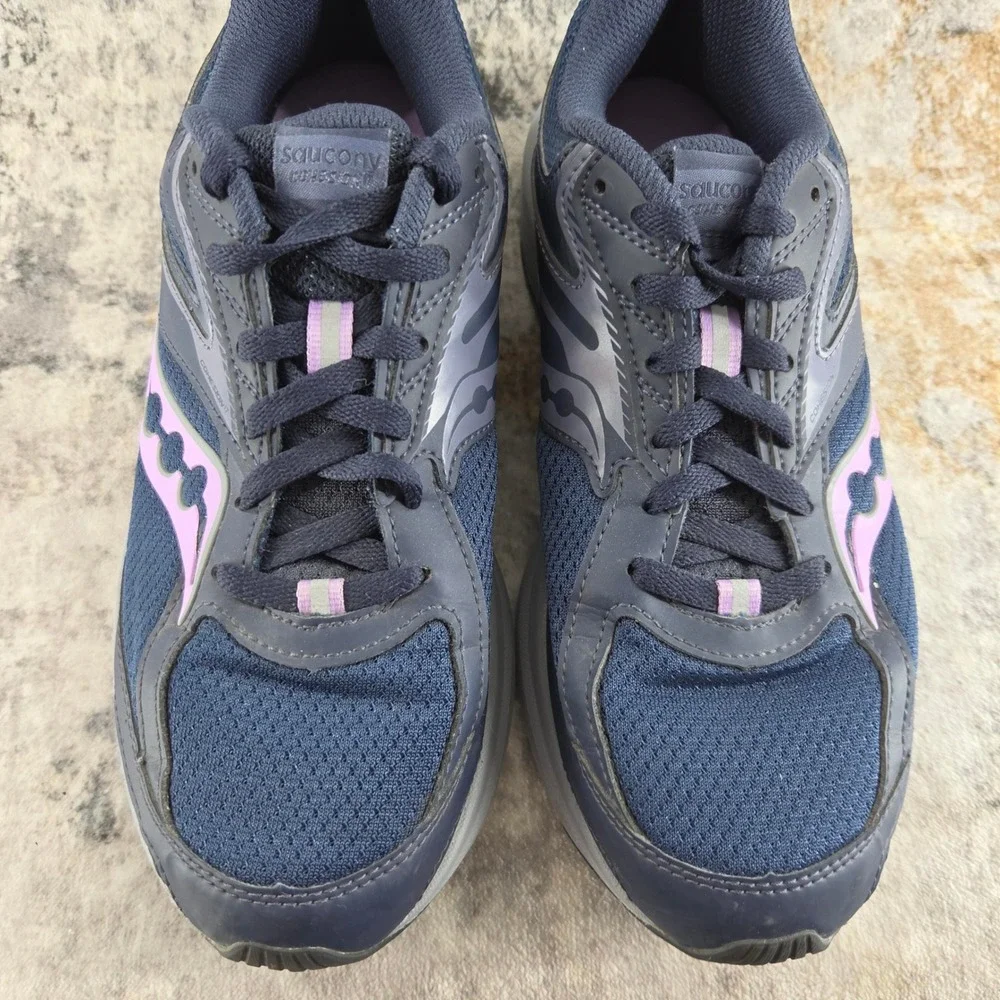 Saucony Cohesion 17 Running Shoes Womens 8.5 Wide Navy Blue Lilac S10944-209